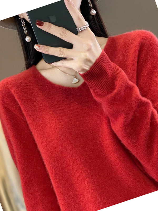 Wool Women Pure V-Neck Autumn Sweater Casual Color