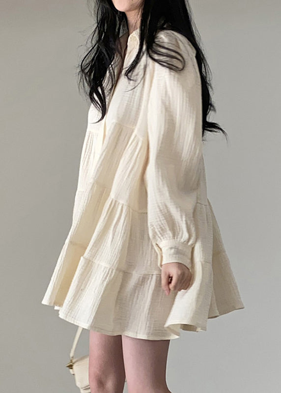 Wrinkled Dresses Beige Spring Shirt Modern Oversized Cotton