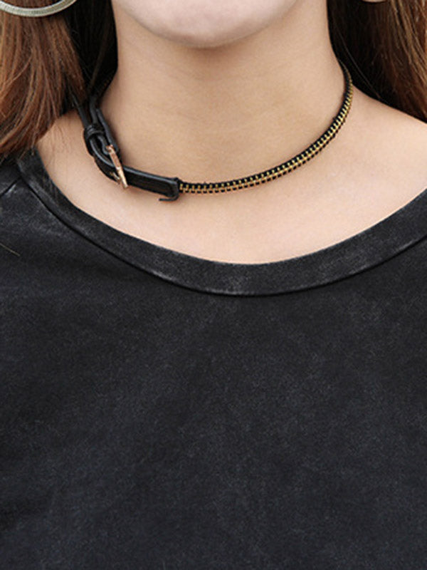 Black Sleeves T-shirt Out Long Round-neck Street Loose Hollow