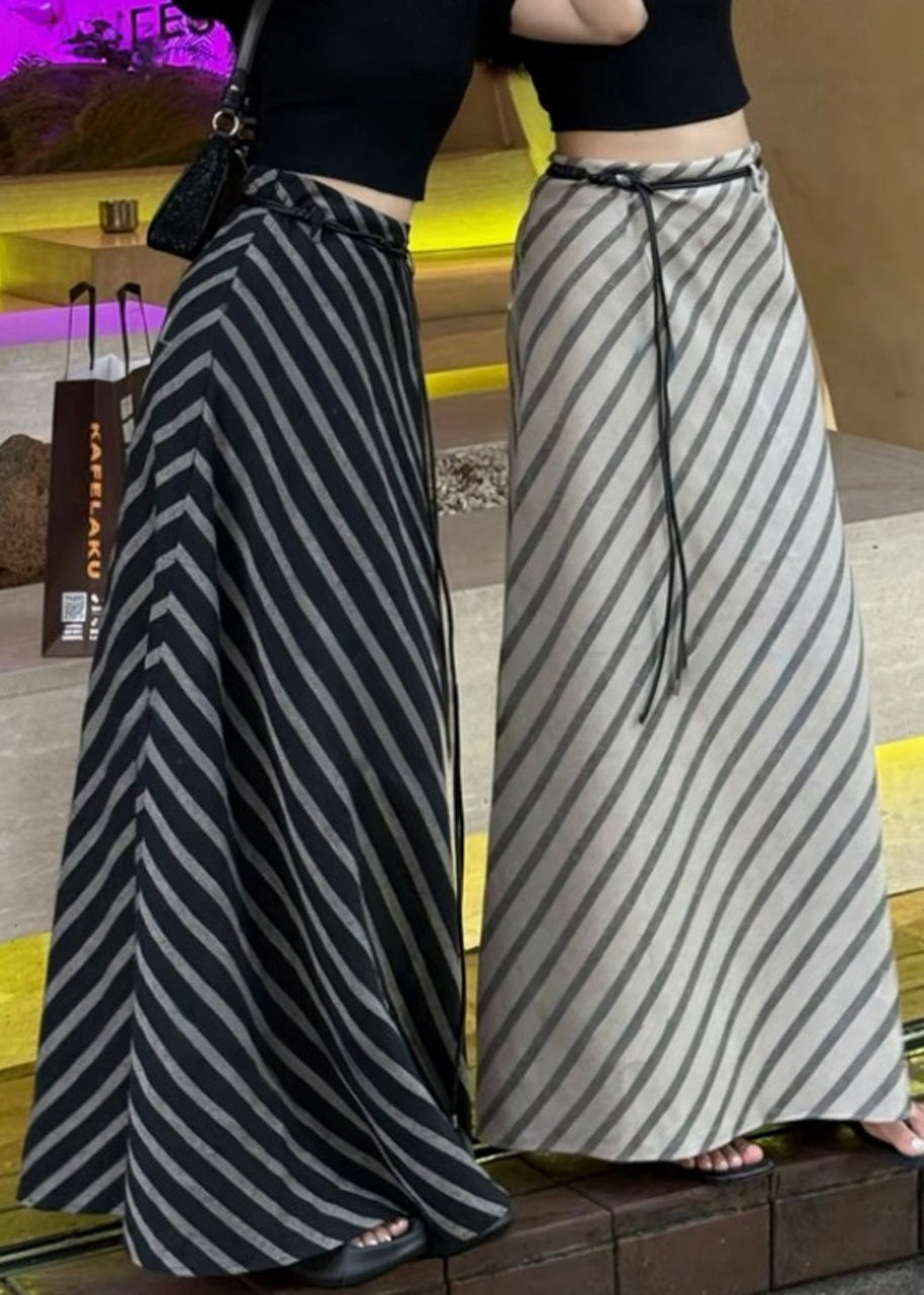 Skirts Art Waist Cotton Apricot Summer High Striped