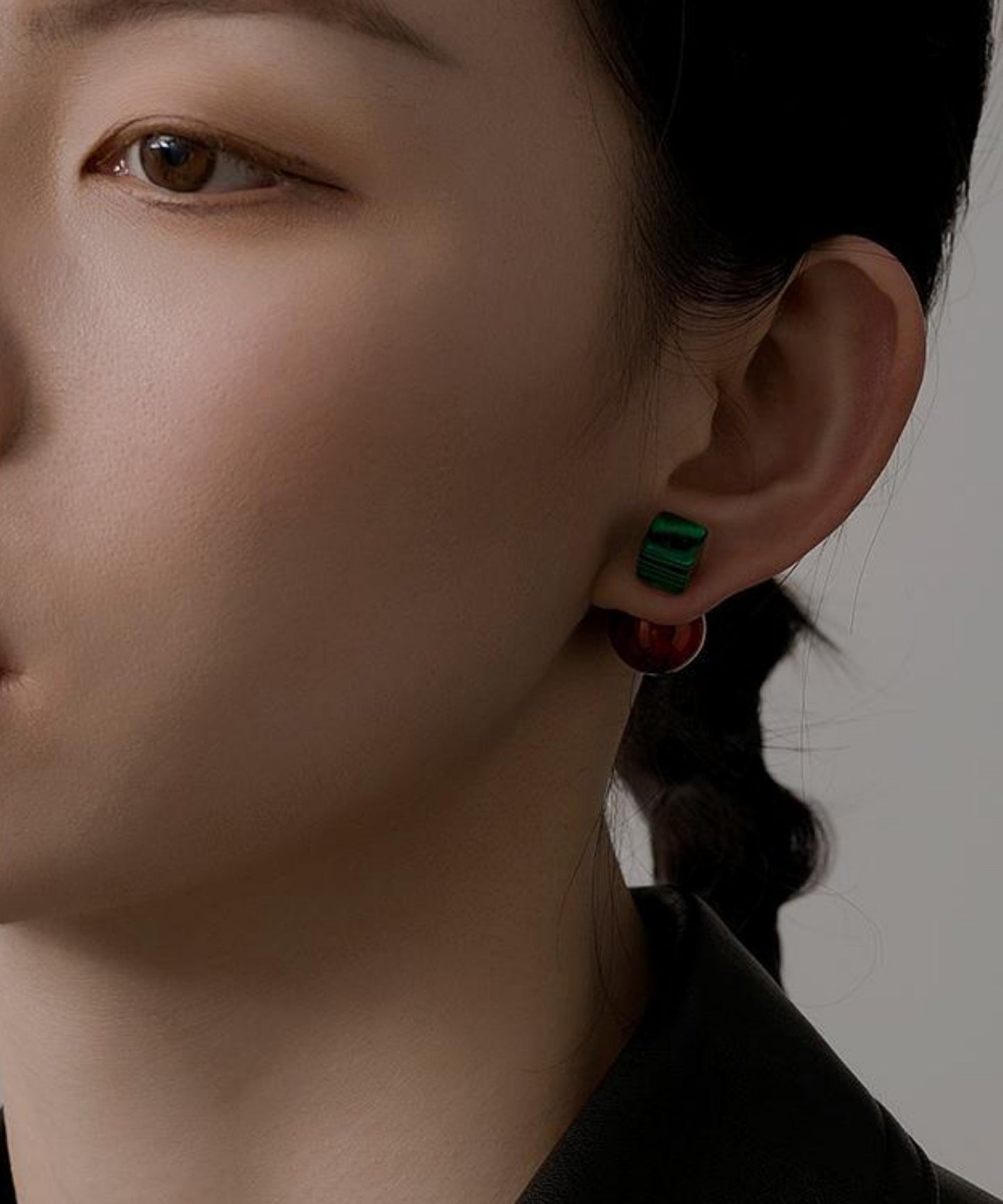 Stone Colorblock Gem Copper Overgild Art Earrings Drop