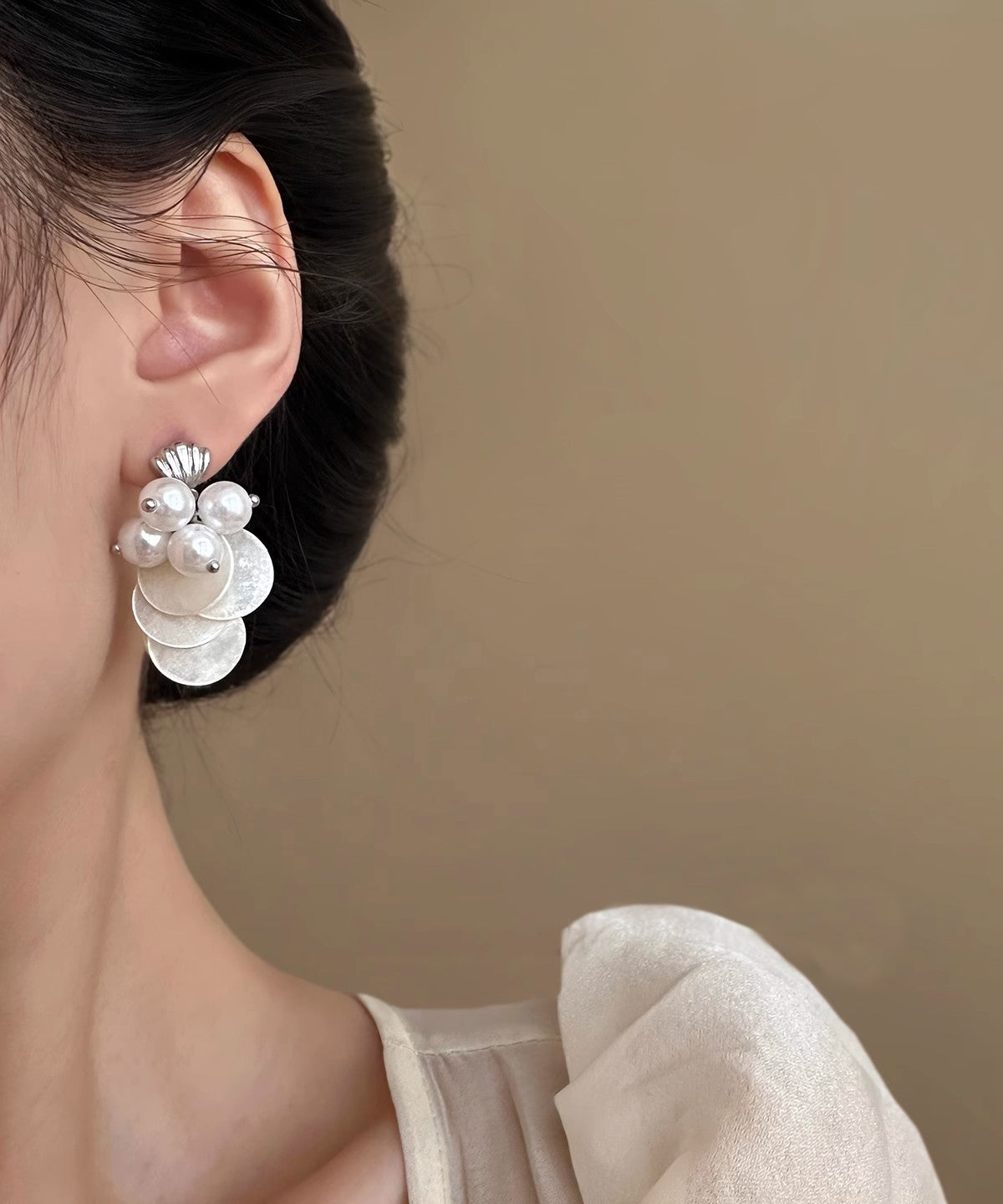 Earrings Pearl Tassel Copper Beach White Shell Drop