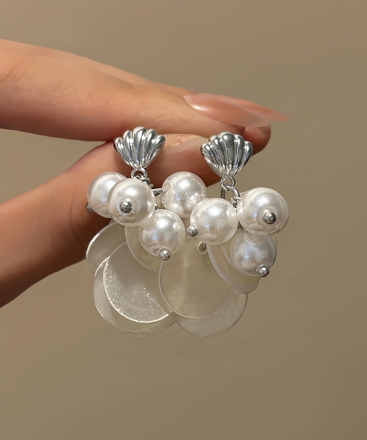 Earrings Pearl Tassel Copper Beach White Shell Drop