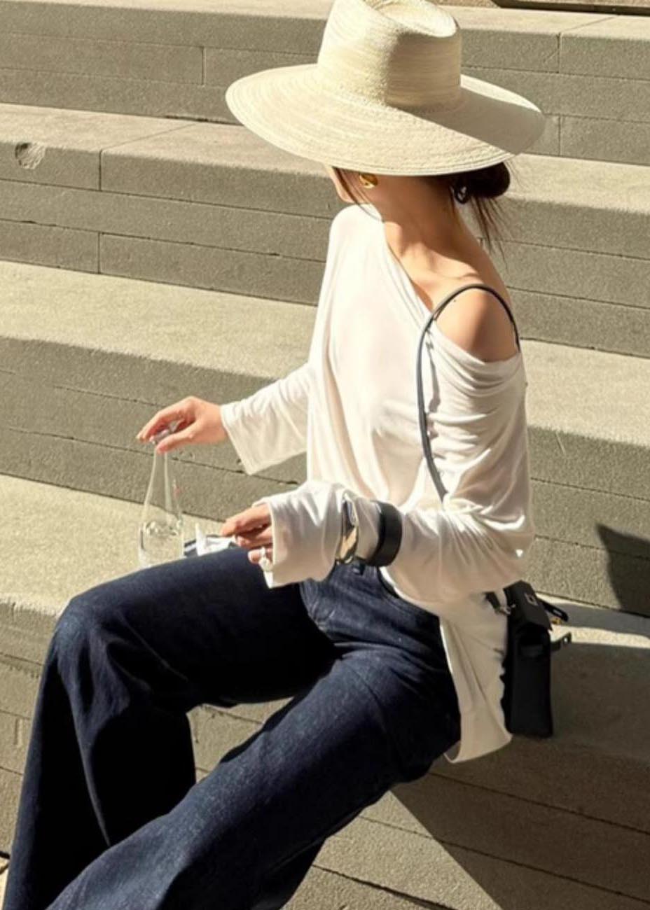 Tulle Patchwork Shirt Beautiful Top Summer Backless White