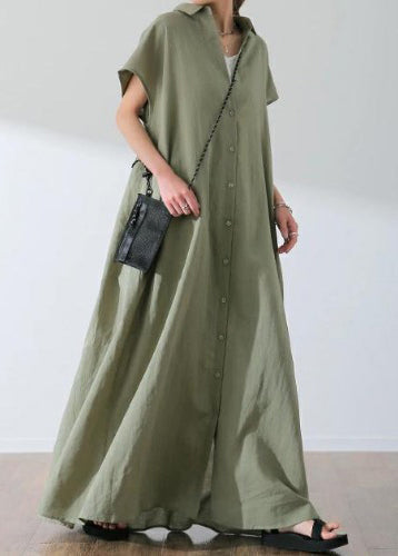 Oversized Cotton Summer Bohemian Shirt Beige Dress