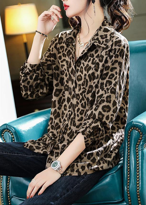 Chiffon Print Fall Leopard Shirts Bohemian
