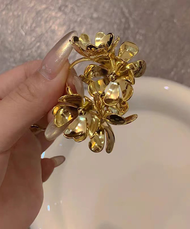 Stud Earrings Silk Copper Floral Boho Overgild