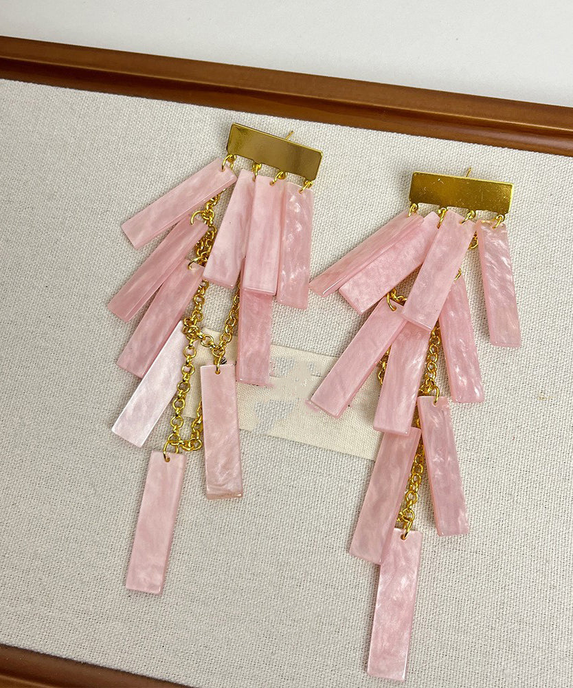 Tassel Earrings Alloy Boho Drop Acrylic White