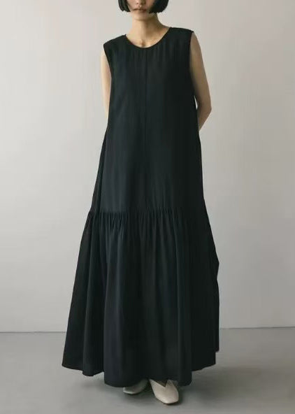 Party Cotton Oversized Boutique Black Dress Patchwork Sleeveless