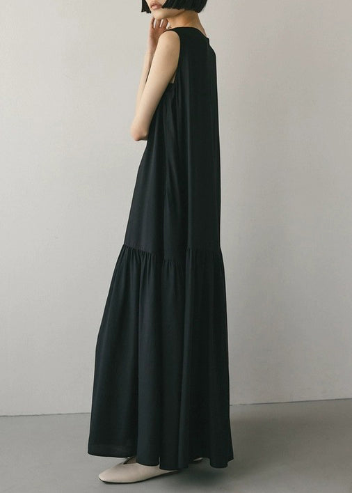 Party Cotton Oversized Boutique Black Dress Patchwork Sleeveless