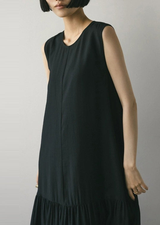 Party Cotton Oversized Boutique Black Dress Patchwork Sleeveless