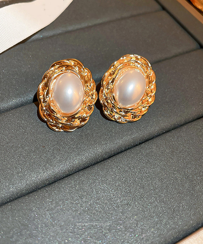 Pearl Earrings Boutique Copper Stud Gold Alloy