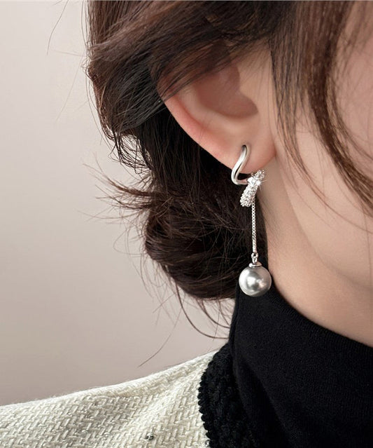 Overgild Silk Zircon Tassel Earrings Boutique Drop Pearl Copper