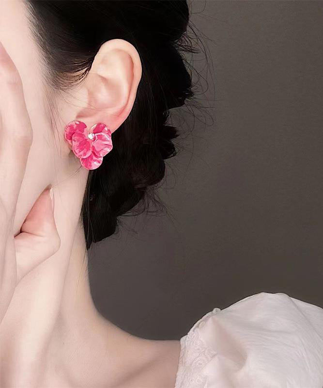 Zircon Stud Floral Blue Brief Alloy Earrings