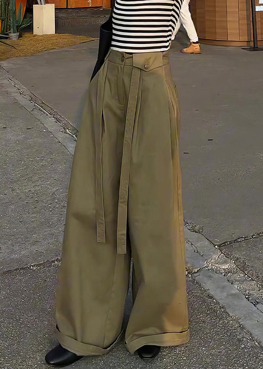 Waist Pants Leg Design Casual Cotton High Khaki Original Wide