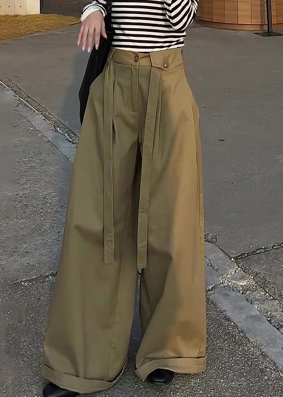 Waist Pants Leg Design Casual Cotton High Khaki Original Wide