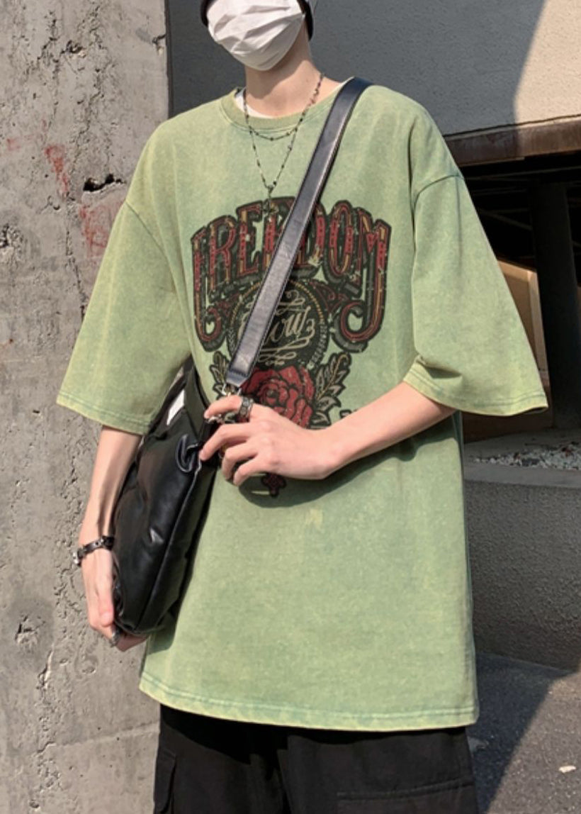 Shirts Half Sleeve Oversized Rose T Print Casual Mens Cotton