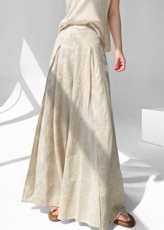 Chic Summer Cotton Open Apricot Pants Skirt Side Zippered