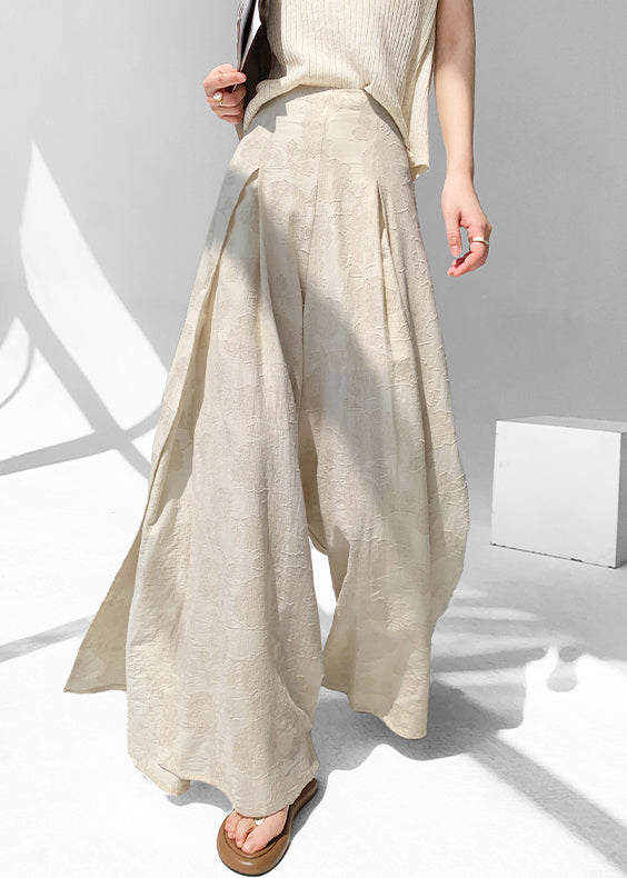 Chic Summer Cotton Open Apricot Pants Skirt Side Zippered