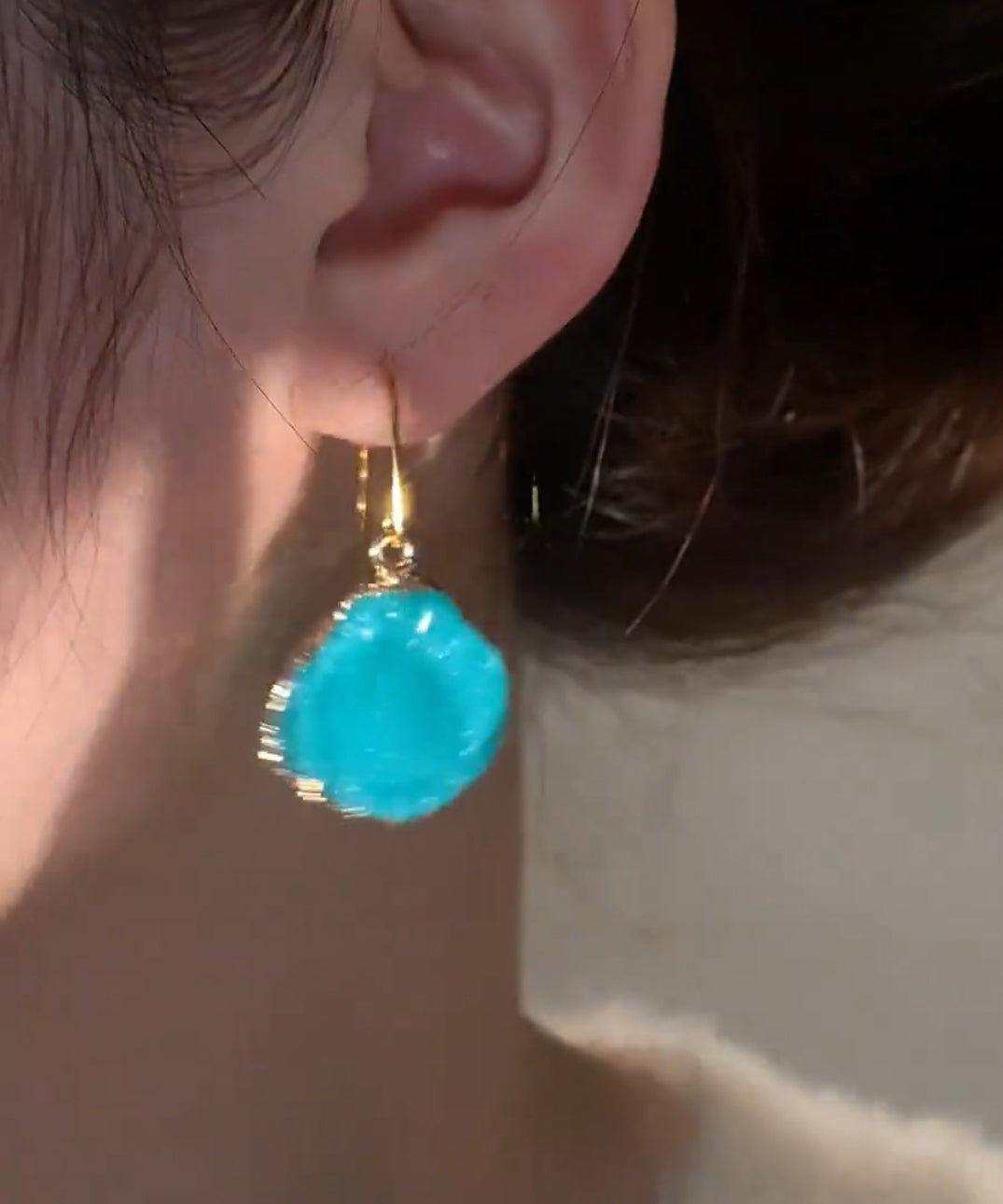 Asymmetrical Blue Earrings Stone Chic Copper Drop Alloy Gem