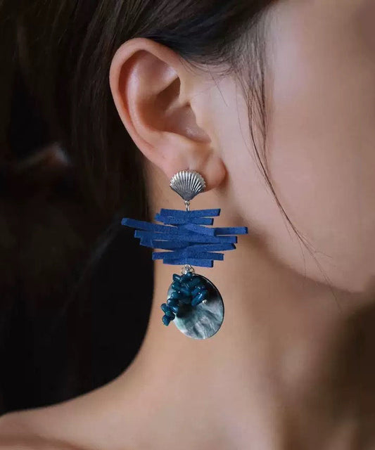 Silver Blue Drop Earrings Sterling Chic Asymmetrical