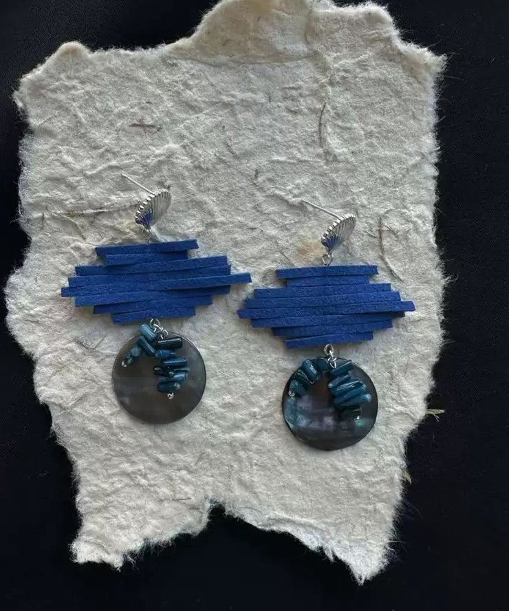 Silver Blue Drop Earrings Sterling Chic Asymmetrical