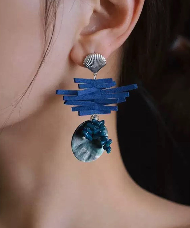 Silver Blue Drop Earrings Sterling Chic Asymmetrical