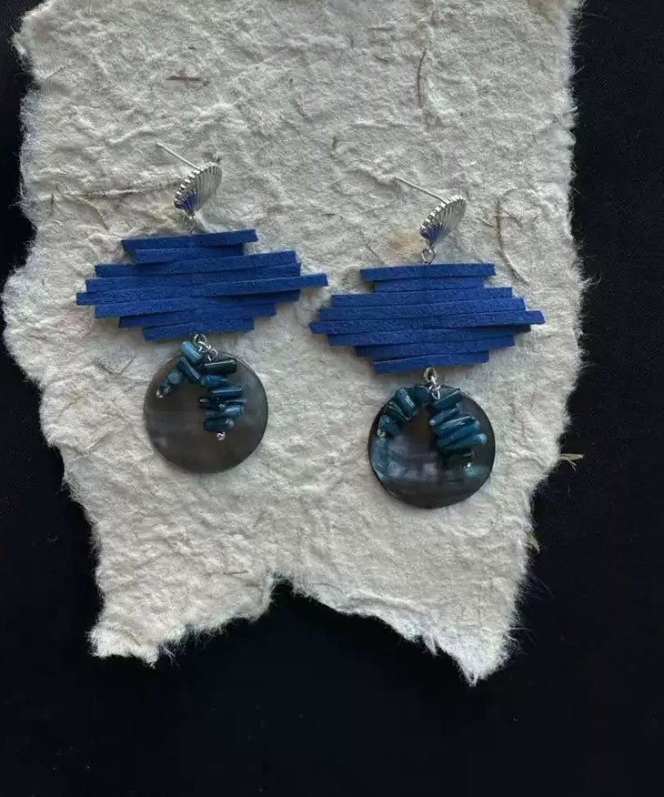 Silver Blue Drop Earrings Sterling Chic Asymmetrical