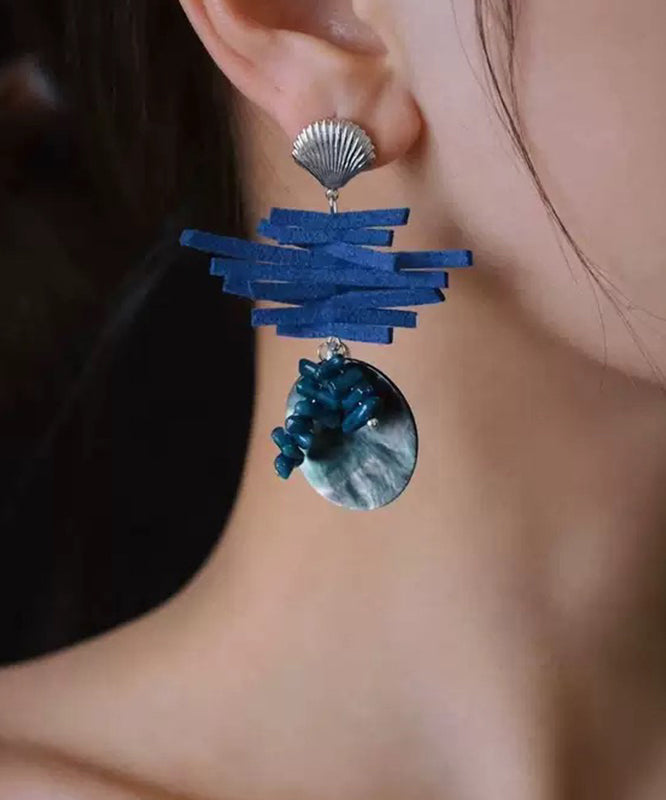 Silver Blue Drop Earrings Sterling Chic Asymmetrical