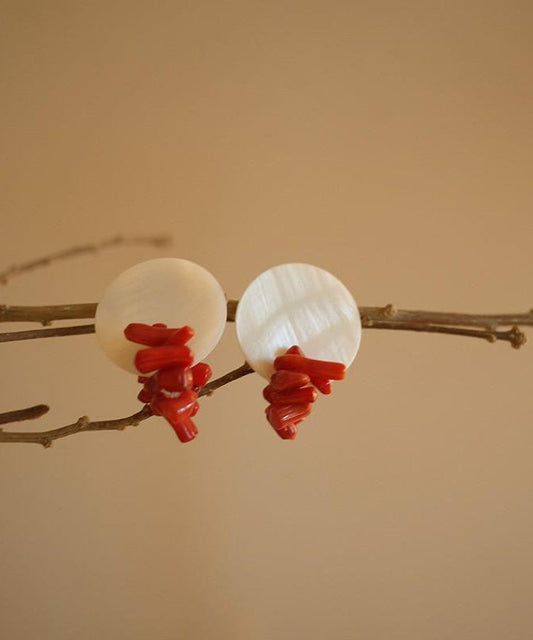 Chic Earrings Alloy Shell Stud Colorblock