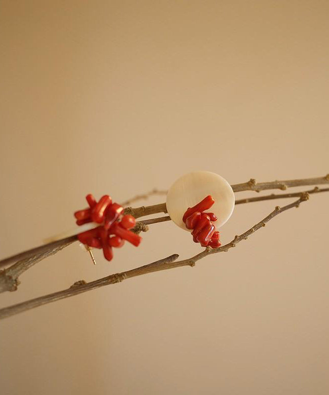 Chic Earrings Alloy Shell Stud Colorblock