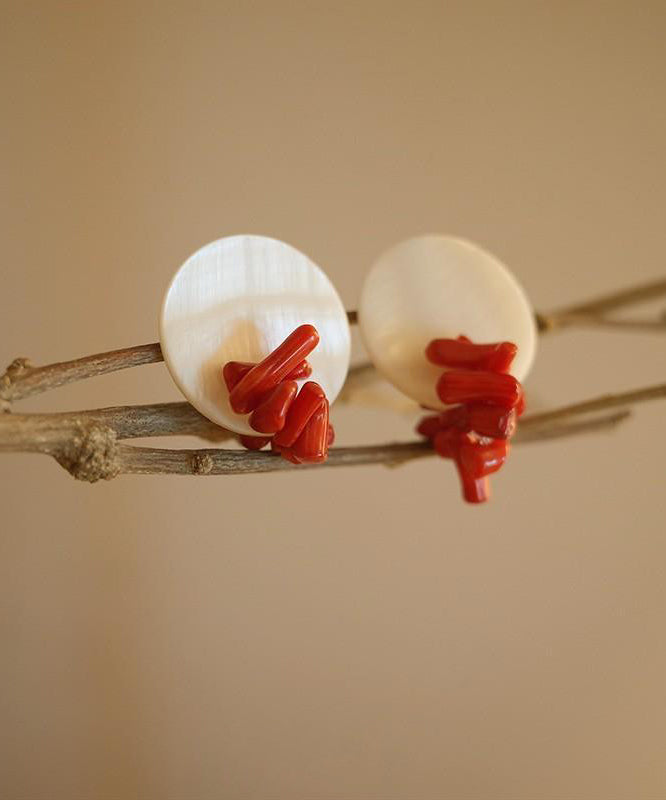 Chic Earrings Alloy Shell Stud Colorblock