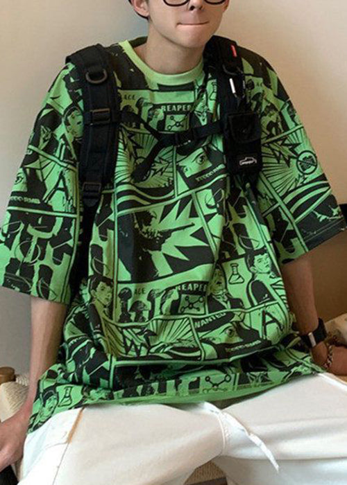 Print Chic Men Shirts Cotton Neck T Purple Summer O