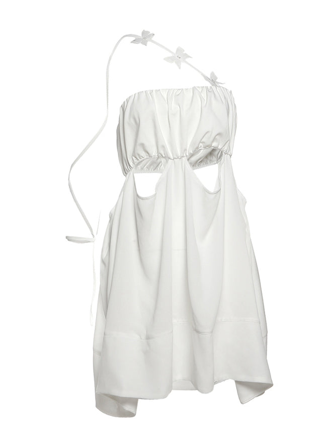 Suspender Hollow Chic Mini Sexy Bow Dress Patchwork Tulle