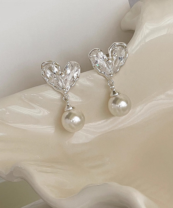 Pearl Drop Chic Overgild Earrings White Copper Love