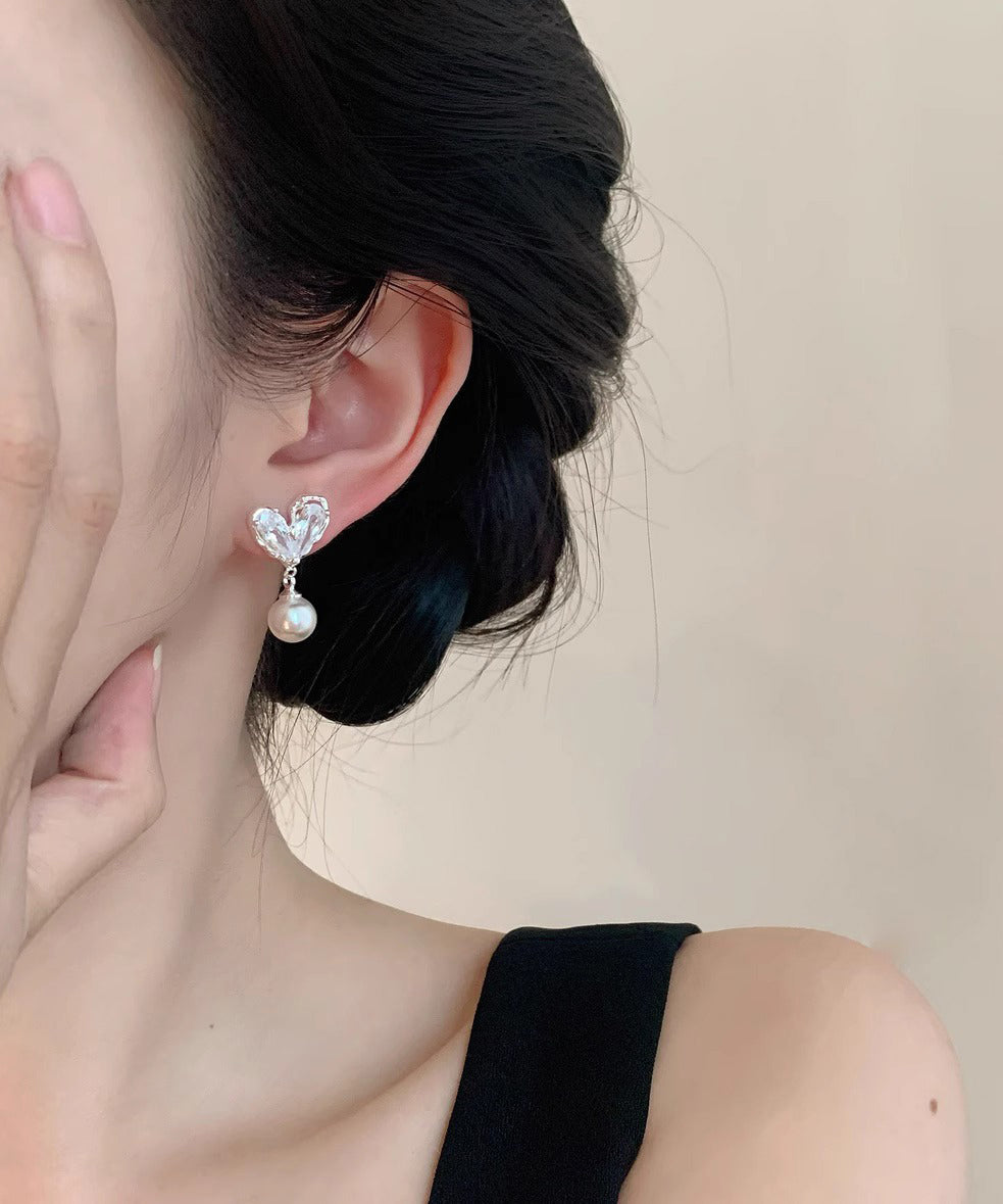 Pearl Drop Chic Overgild Earrings White Copper Love