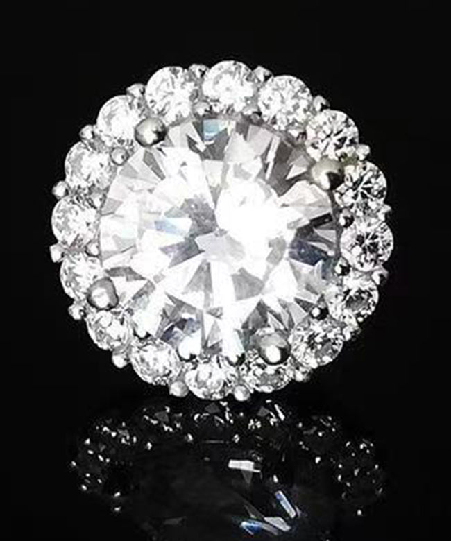 Silver Men Stud Sterling Chic Earrings Zircon White