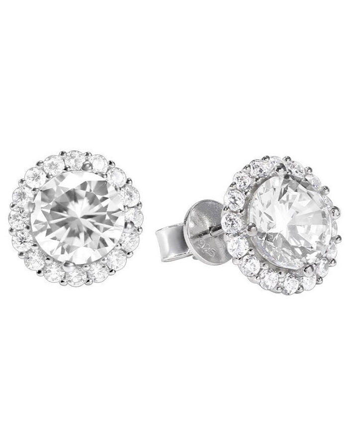 Silver Men Stud Sterling Chic Earrings Zircon White