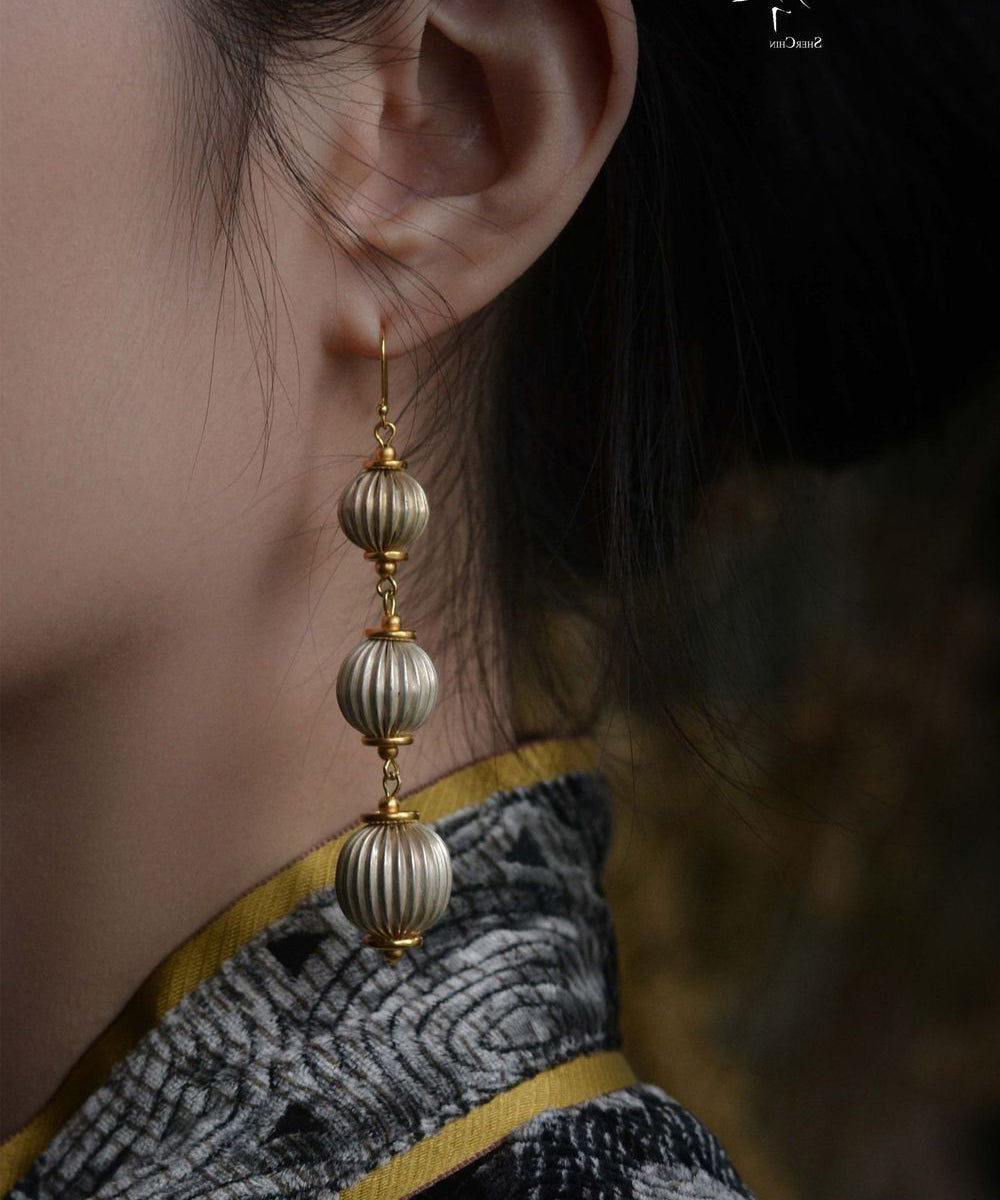 LanternDrop Copper Style Earrings Gold Chinese Alloy