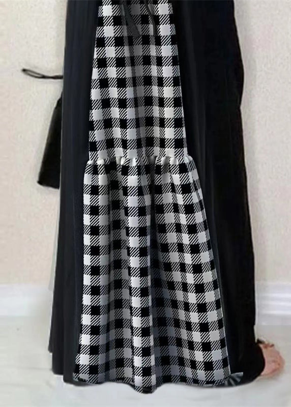 Cotton Sleeveless Black Classy Dress Tunic Ruffled Patchwork