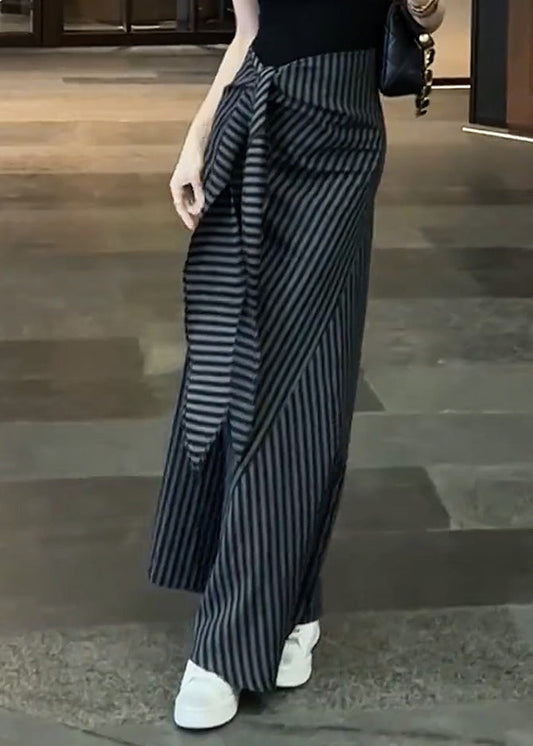 Classy Lace Skirts Up High Chiffon Fall Striped Black Waist