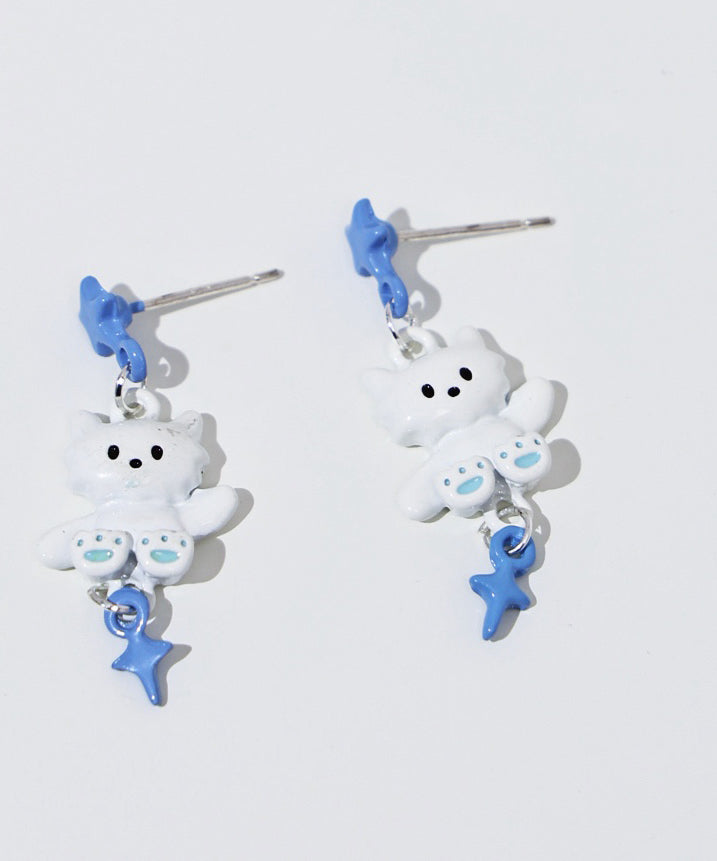 Cute Glaze Cat Drip Earrings Colorblock Alloy Drop