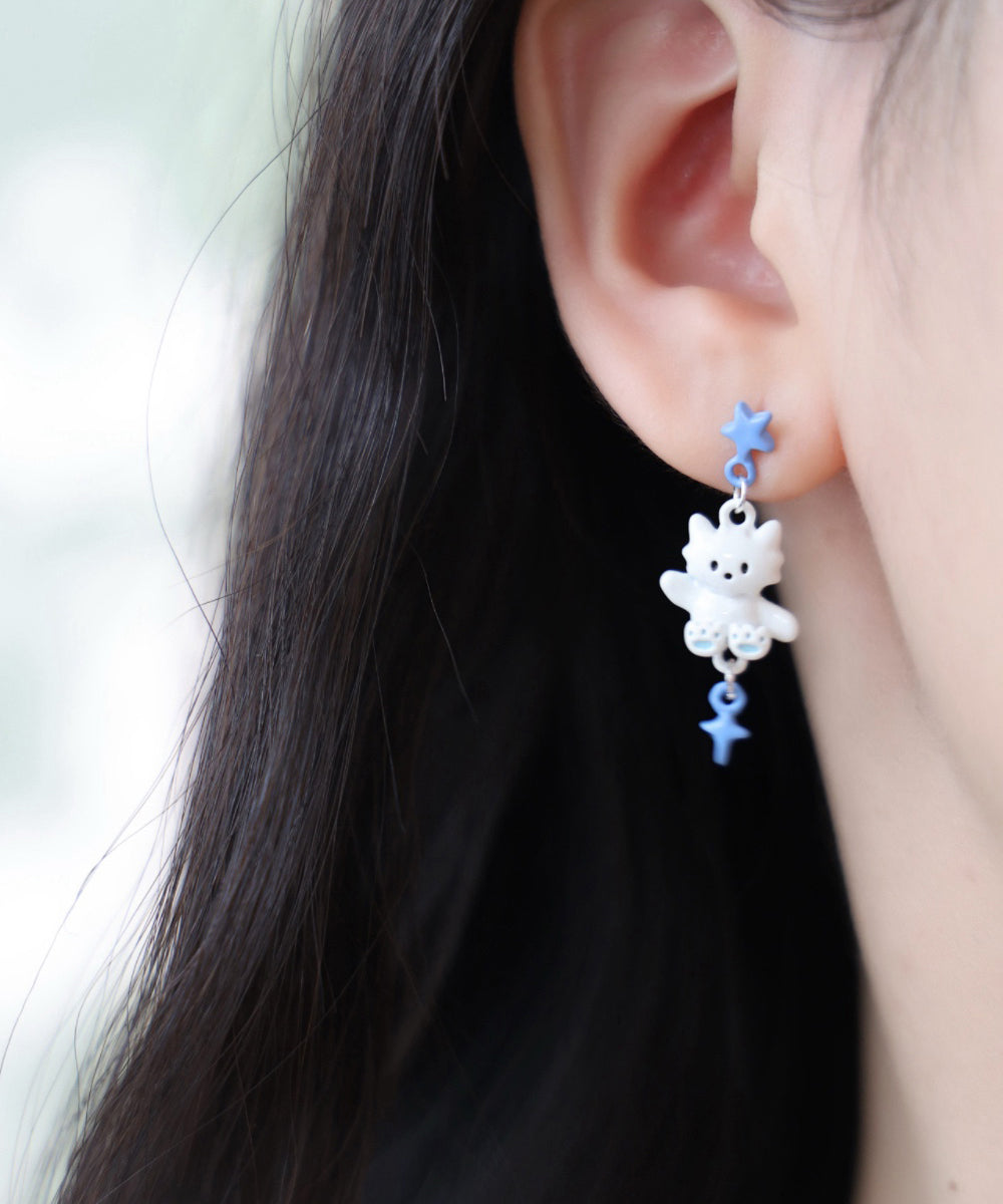 Cute Glaze Cat Drip Earrings Colorblock Alloy Drop