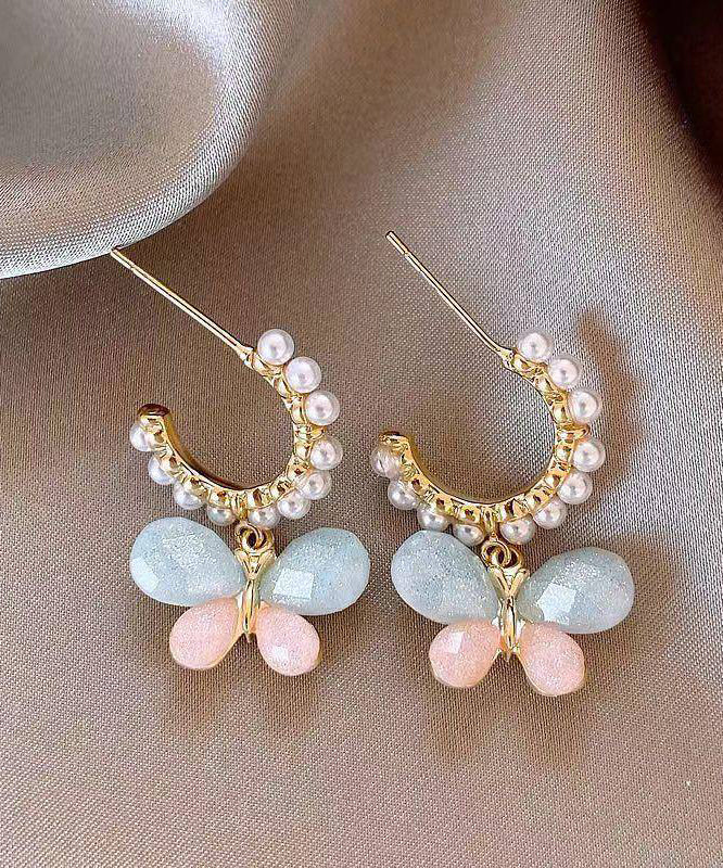 Earrings Rainbow Hoop Alloy Cute Pearl Butterfly