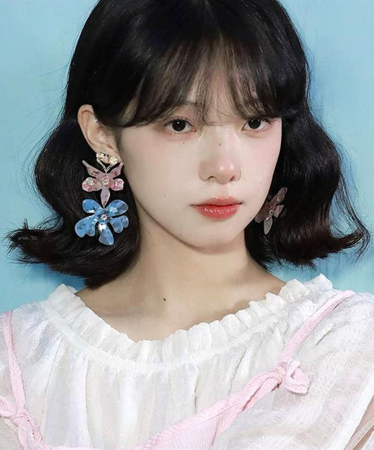 Resin DIY Iris Earrings Alloy Drop Colorblock