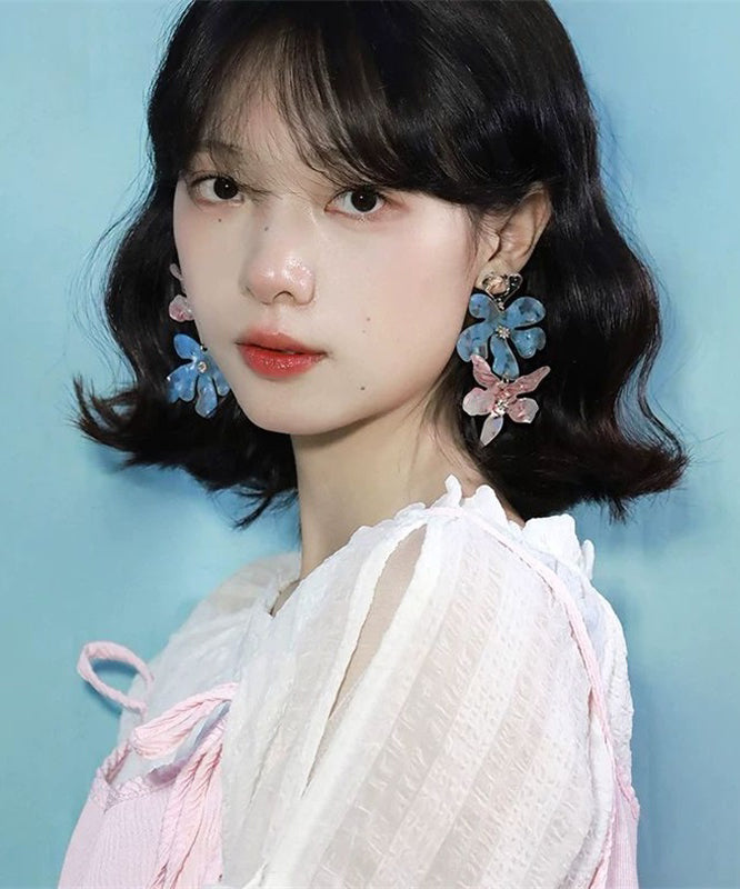 Resin DIY Iris Earrings Alloy Drop Colorblock