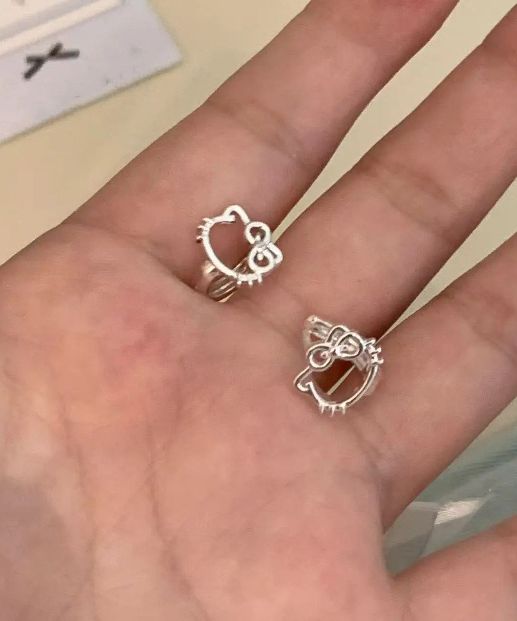 KT DIY Earrings Cat Copper Stud Zircon