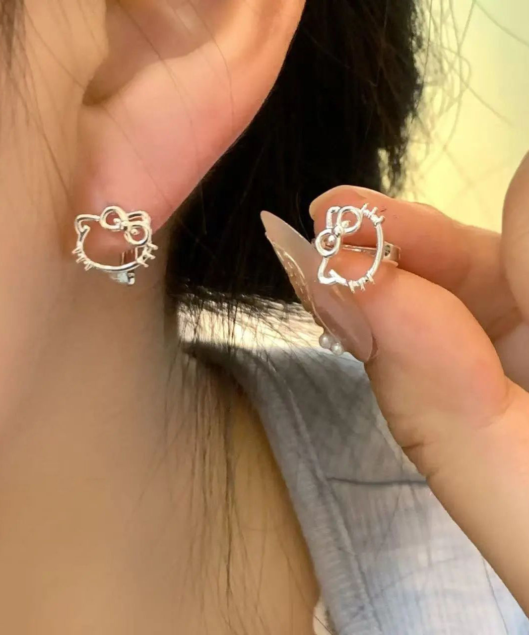 KT DIY Earrings Cat Copper Stud Zircon