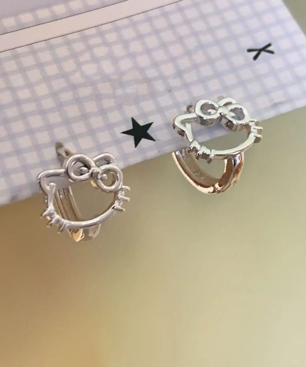 KT DIY Earrings Cat Copper Stud Zircon