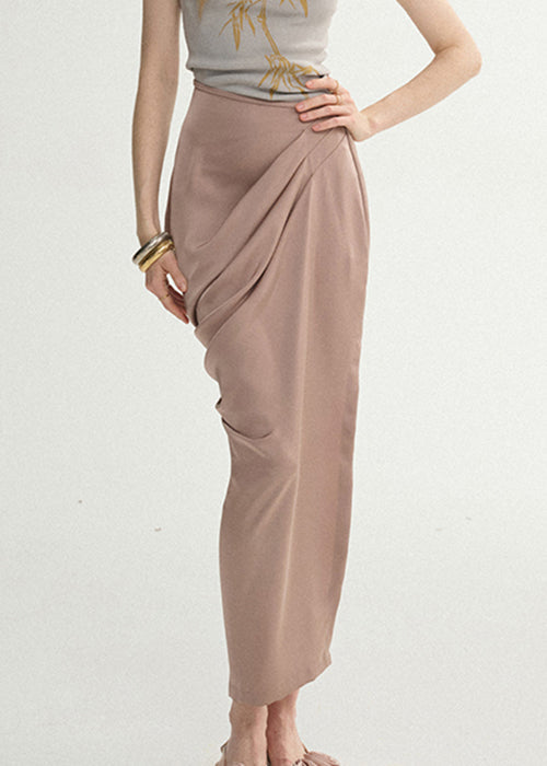 Summer Elegant Skirts Starch Lotus Side Wrinkled Root Silk Open